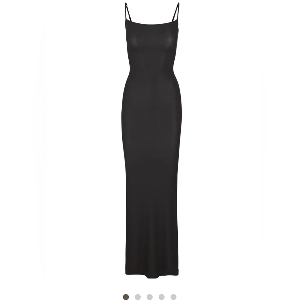 Skims Long Slip Dress, Soft Lounge - Black